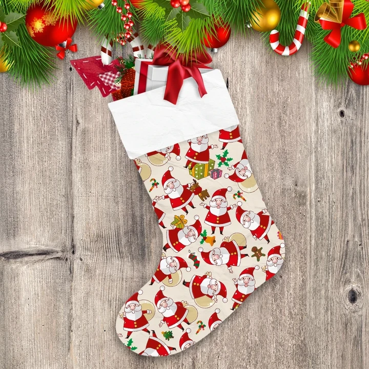 Lovely Santa Claus With Colorful Gifts On Christmas Day Christmas Stocking