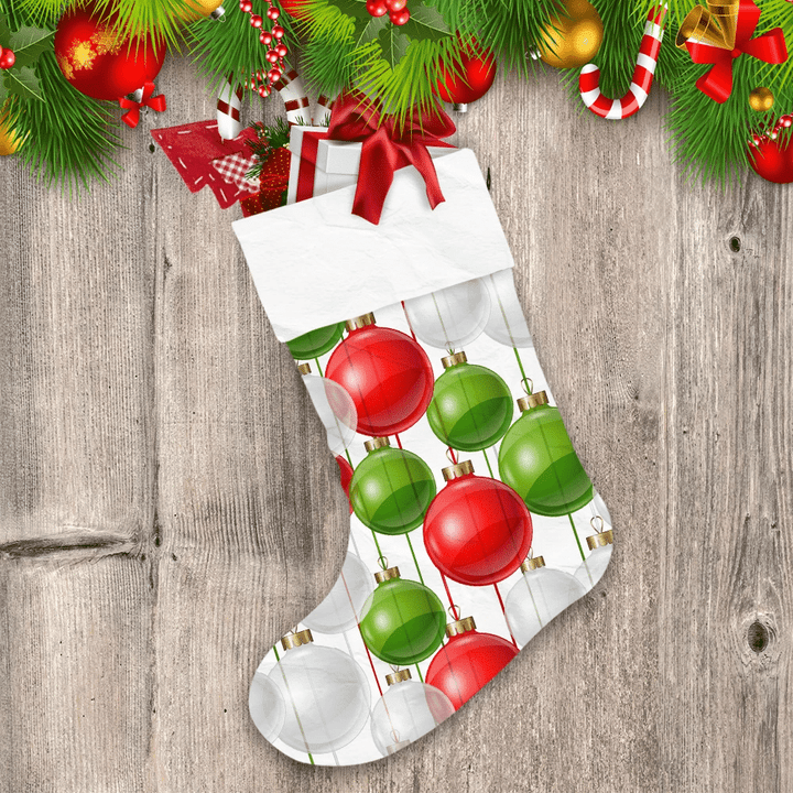 Green White And Red Hanging Ball Xmas Decorations Christmas Stocking