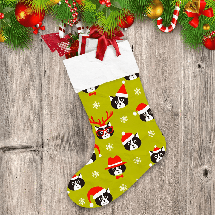 Happy Cats And Christmas Santa Hats Christmas Stocking