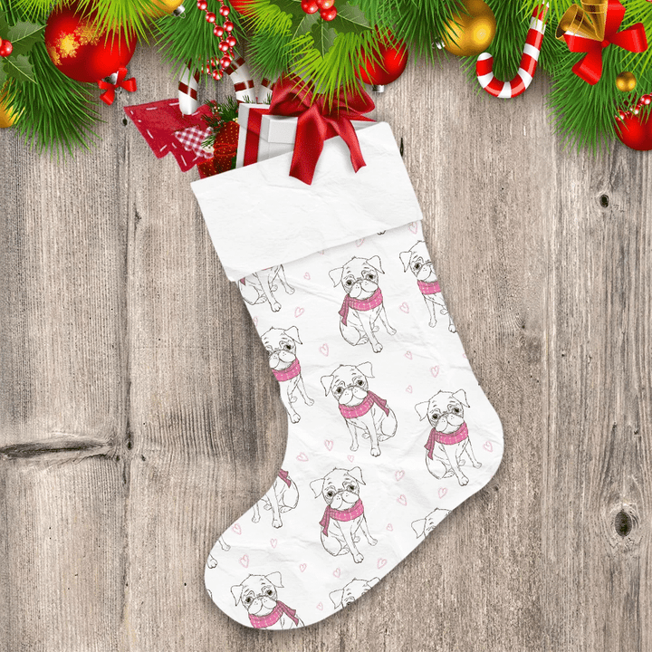 Funny Bulldogs And Pink Christmas Scarves Christmas Stocking Christmas Gift