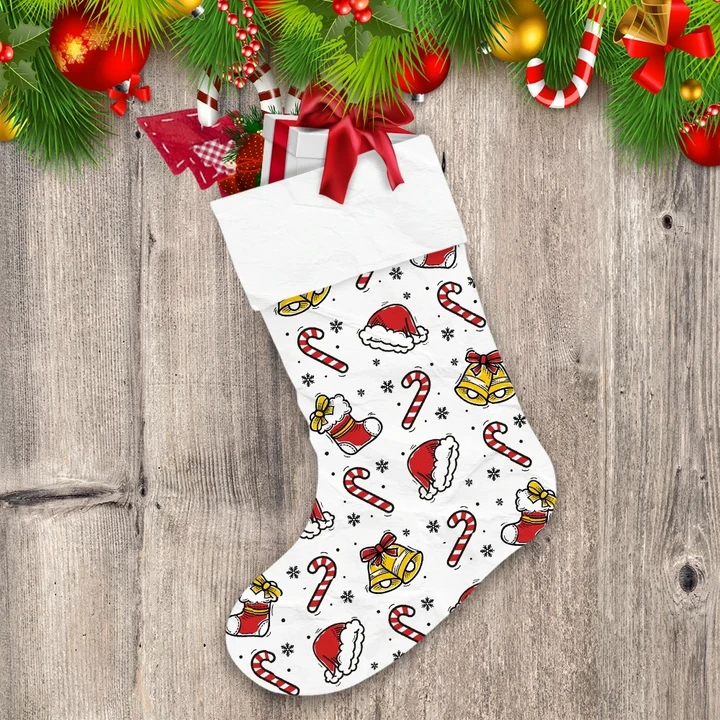 Christmas Bell Hat Santa Claus Sock And Candy Christmas Stocking