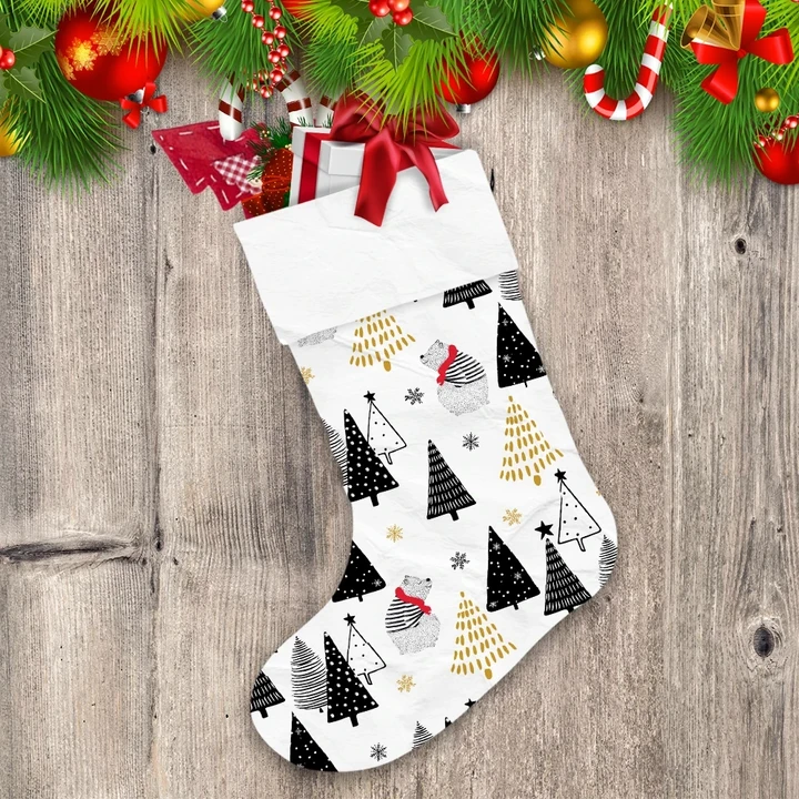 Cute Bear Christmas Decorations And Snowflake Christmas Stocking