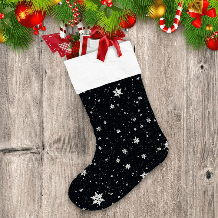 Dazzling Snowflakes On Dark Space Theme Background Christmas Stocking