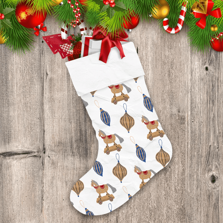 Cute Wooden Horse And Christmas Decoration Christmas Stocking Christmas Gift