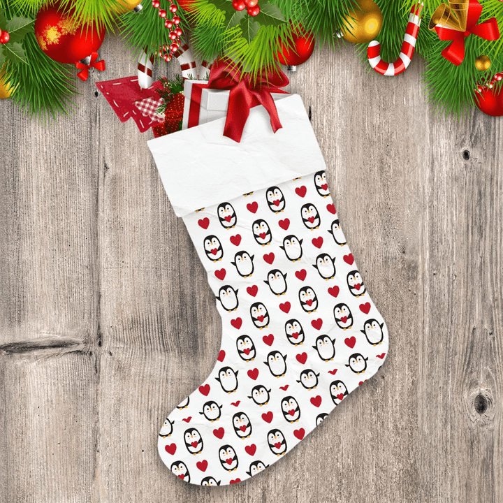 Christmas Winter Funny Penguin With Heart Trendy Christmas Stocking