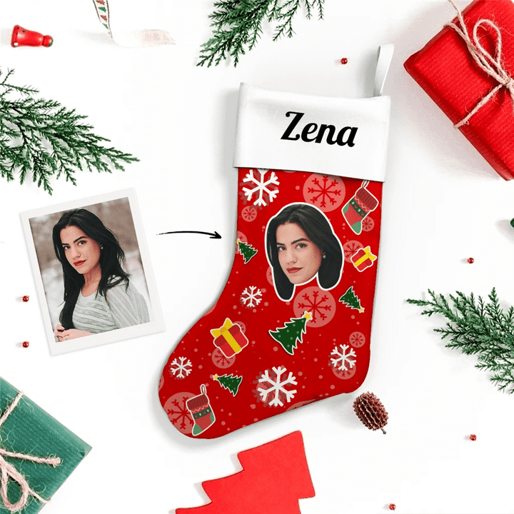 Custom Face Christmas Stocking Christmas Gift Tree Hero Add Pictures And Name