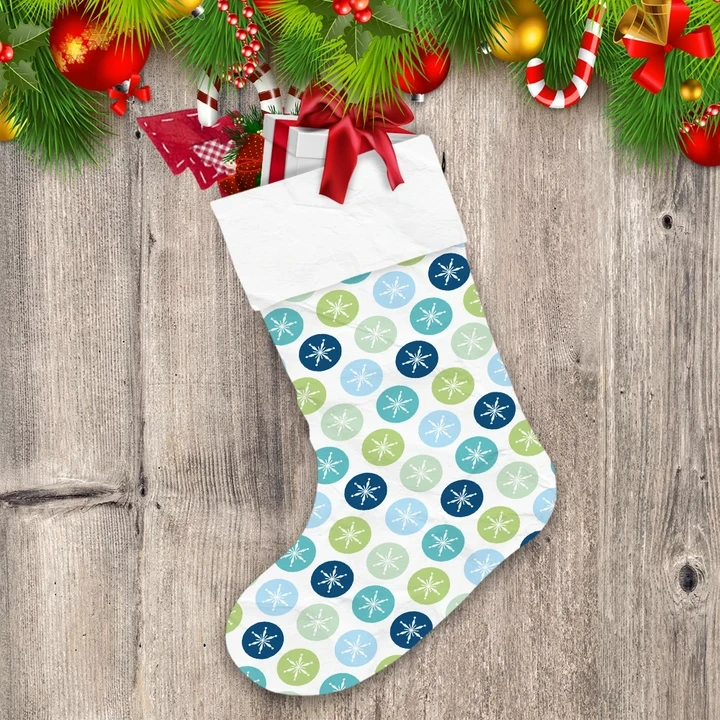 Cool Color Snowflakes On Circle Monochrome Style Christmas Stocking