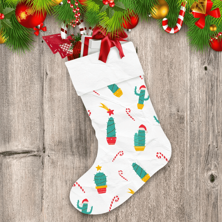 Christmas Cute Cactus Plant And Candy Christmas Stocking