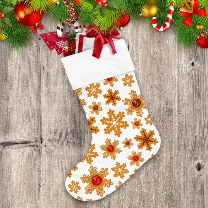 Royal Jam Cookies In The Shape Of Snowflakes Pattern Christmas Stocking