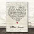 Queen Killer Queen Script Heart Song Lyric Wall Art Print