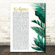 Beach Boys Kokomo Gold Green Botanical Leaves Side Script Song Lyric Art Print
