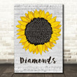 Timmy Trumpet Diamonds Grey Script Sunflower Song Lyric Art Print