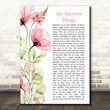 Julie Andrews My Favorite Things Floral Poppy Side Script Song Lyric Art Print