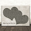 Adele Make You Feel My Love Landscape Music Script Two Hearts Song Lyric Art Print