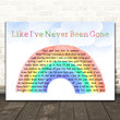 Billy Fury Like Ive Never Been Gone Watercolour Rainbow & Clouds Song Lyric Art Print