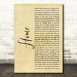 One Direction Home Rustic Script Song Lyric Art Print