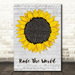 Take That Rule The World Grey Script Sunflower Song Lyric Art Print