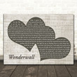 Oasis Wonderwall Landscape Music Script Two Hearts Song Lyric Art Print