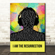 The Stone Roses I Am The Resurrection Multicolour Man Headphones Song Lyric Art Print