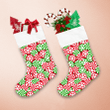Sweet Circle Candy With Snowflakes Pattern In Red White And Green Christmas Stocking