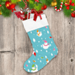 Xmas Happy Snowman In Santa Hat And Scarf Christmas Stocking