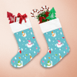Xmas Happy Snowman In Santa Hat And Scarf Christmas Stocking