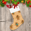 Xmas Gingerbread In Scarf And Bow Tie With Candy Canes Christmas Stocking