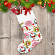 Happy Christmas Holiday With Santa Snowman And Reindeer Christmas Stocking