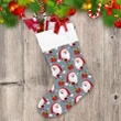Happy Santa Claus Gift Box With Holly Berries Branch Christmas Stocking
