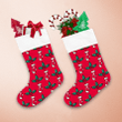 Christmas Sock And Holly On Red Background Christmas Stocking