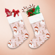 Cute Snowman In Scarf With Cup And Christmas Tree Christmas Stocking