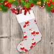 Funny Santa Claus And Gift Bag On Spotted Background Christmas Stocking