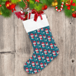 Funny Dogs And Gift Box Lettering Green Theme Christmas Stocking