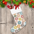 Colorful Circle With Snowflakes Hand Drawn Pattern Christmas Stocking