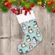 Christmas Cute Penguins Playing With Toy Christmas Stocking