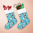 Theme Christmas Funny Penguins And Snowflakes On Blue Icy Christmas Stocking