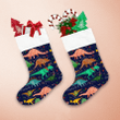 Christmas Dinosaurs And Colorful Snowflake Christmas Stocking