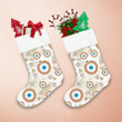 Creepy Brown Blue And White Evil Eyeballs With Bells Pattern Christmas Stocking