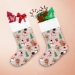 Cute Cow Animals Winter Costume And Snowflakes Trees Pattern Christmas Stocking