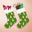 Chirstmas Cute Snowman On Green Background Christmas Stocking