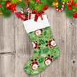 Santa Claus With Snow Flake Holly Berry And Leaves Christmas Themed Christmas Stocking