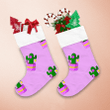 Christmas Cactus And Ball On Purple Christmas Stocking