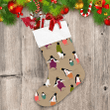 Christmas With Penguin Background In Stripe Cartoon Christmas Stocking