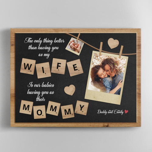 Wife And Mommy Custom Photo Collage, Personalized Name Matte Canvas - Wall Art Decor Wall Art