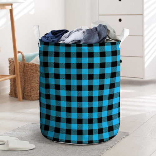 Buffalo Plaid Blue Print Laundry Basket