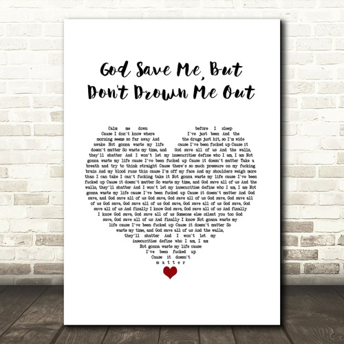 Yungblud god save me, but don't drown me out White Heart Song Lyric Art Print - Canvas Print Wall Art Decor