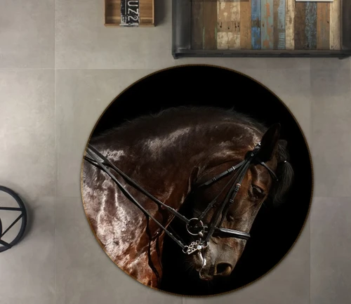 3D African Animals Horse Round Rug - Round Carpet Home Decor