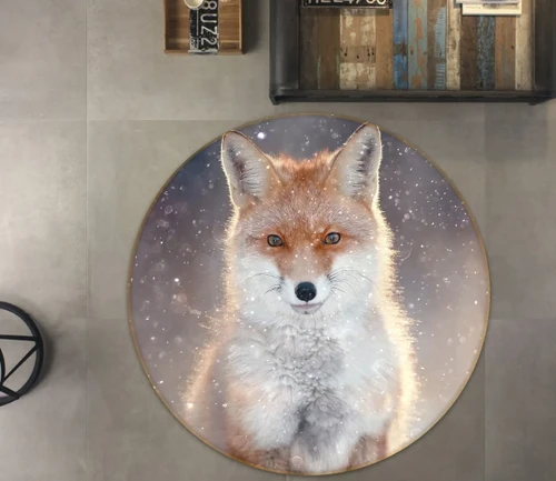 3D Fox Snow Portrait Art Round Rug - Round Carpet Home Decor