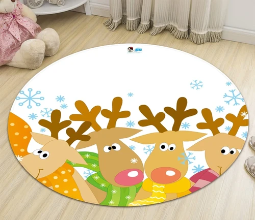 3D Cartoon Cute Deer 052 Round Rug - Round Carpet Home Decor