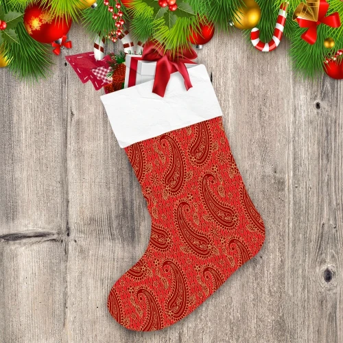 Christmas Red And Gold Paisley Vintage For Holiday Christmas Stocking